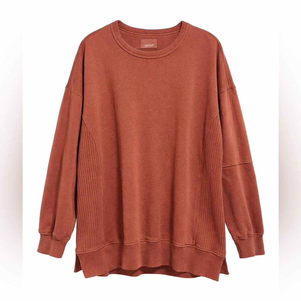 AERIE- Oversized Crewneck Sweatshirt with Ribbed Side Panels
